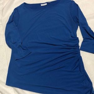New York and Co- Blue Tunic with side pull. Size L